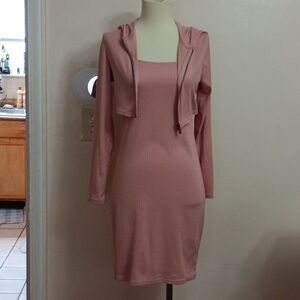 No Boundaries Juniors Pink 2 Piece Crop Jacket and Dress Set sz M 7-9